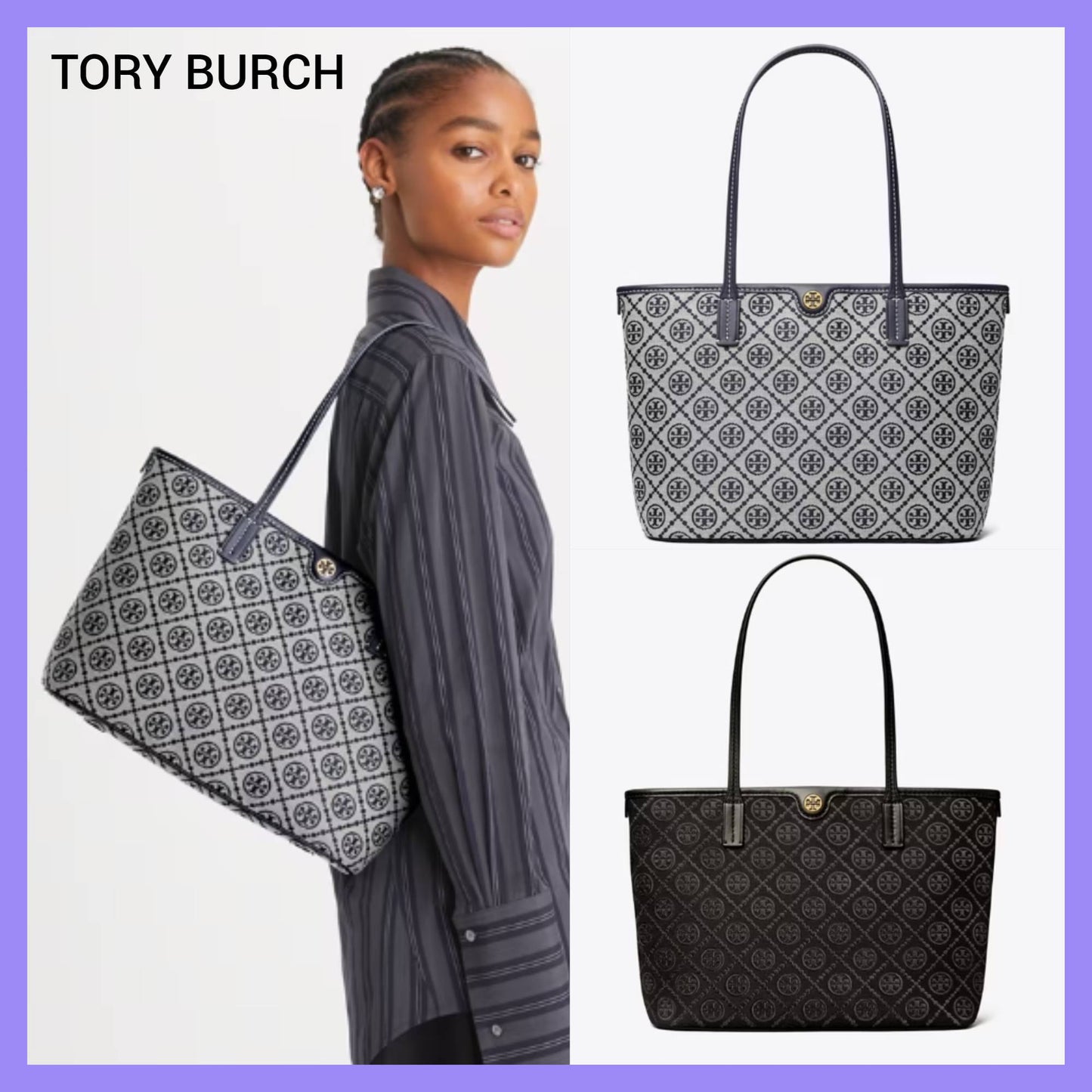 2025秋新作☆Tory Burch ☆スモール Tモノグラム ジップトート
