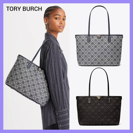 2025秋新作☆Tory Burch ☆スモール Tモノグラム ジップトート