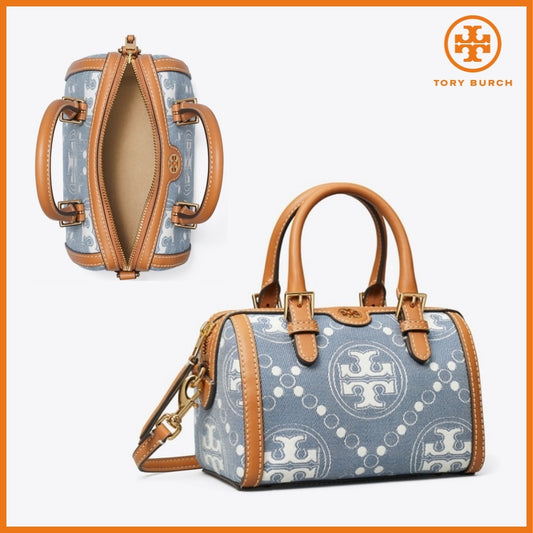 【特別セール】 トリーバーチデニムT MonogramBarrel Bag Miniバッグ