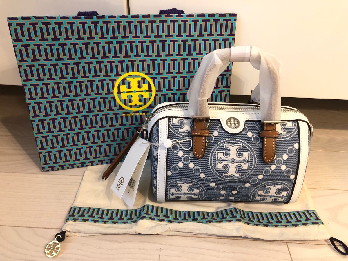 【特別セール】 トリーバーチデニムT MonogramBarrel Bag Miniバッグ
